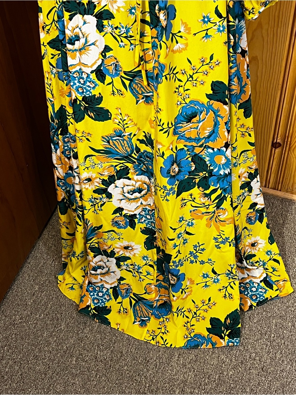 Diane Von Furstenberg Silk Bournier Acid Yellow Floral Print Maxi Dress Sz-4 - Picture 5 of 12